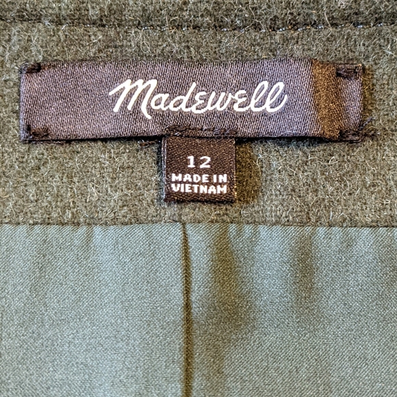 Madewell Uptown Zip Skirt Plus Size 12 Forest Green Mini Wool Blend EUC - Picture 4 of 7